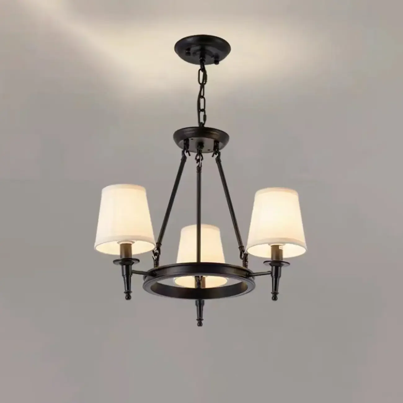 America Country Ring Fabric Lampshade Black Chandelier