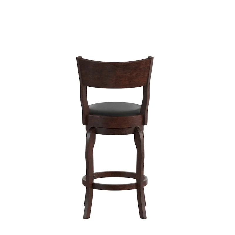 Commercial Upholstered Wooden Swivel Counter Stool