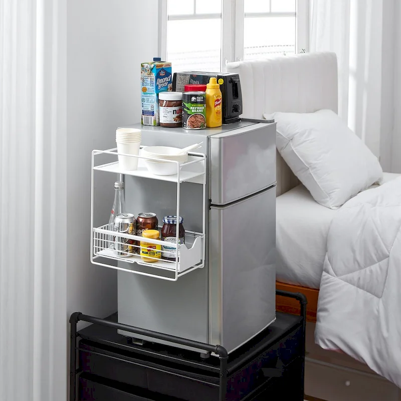 Magnetic Fridge Sliding Shelf — Side Refrigerator Storage Organizer, Black