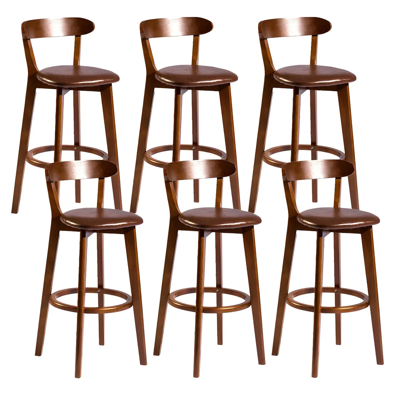 Wooden Upholstered Low Back Bar Height Stools Set of 2
