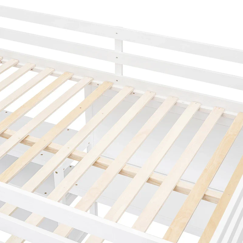 Wooden Loft Bed with Shelves and Desk