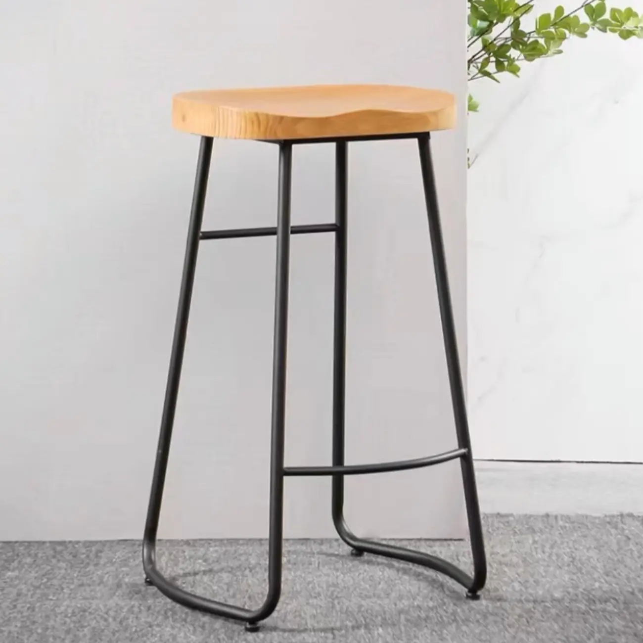 Modern Natural Wood Counter Height Bar Stools