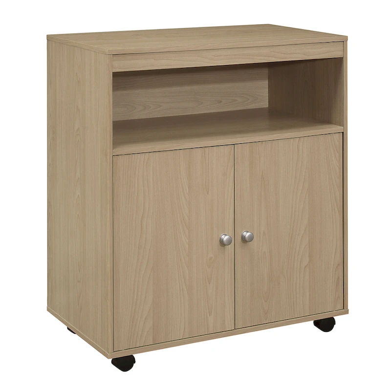 2-Door Accent Cabinet Microwave Kitchen Cart (Beech)