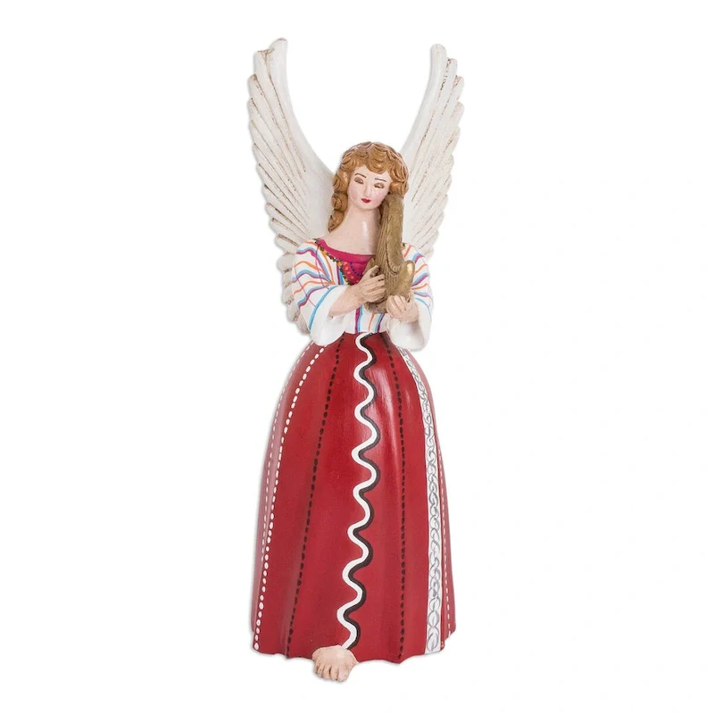 Novica Handmade Petite Santiago Atitlan Ceramic Angel Sculpture