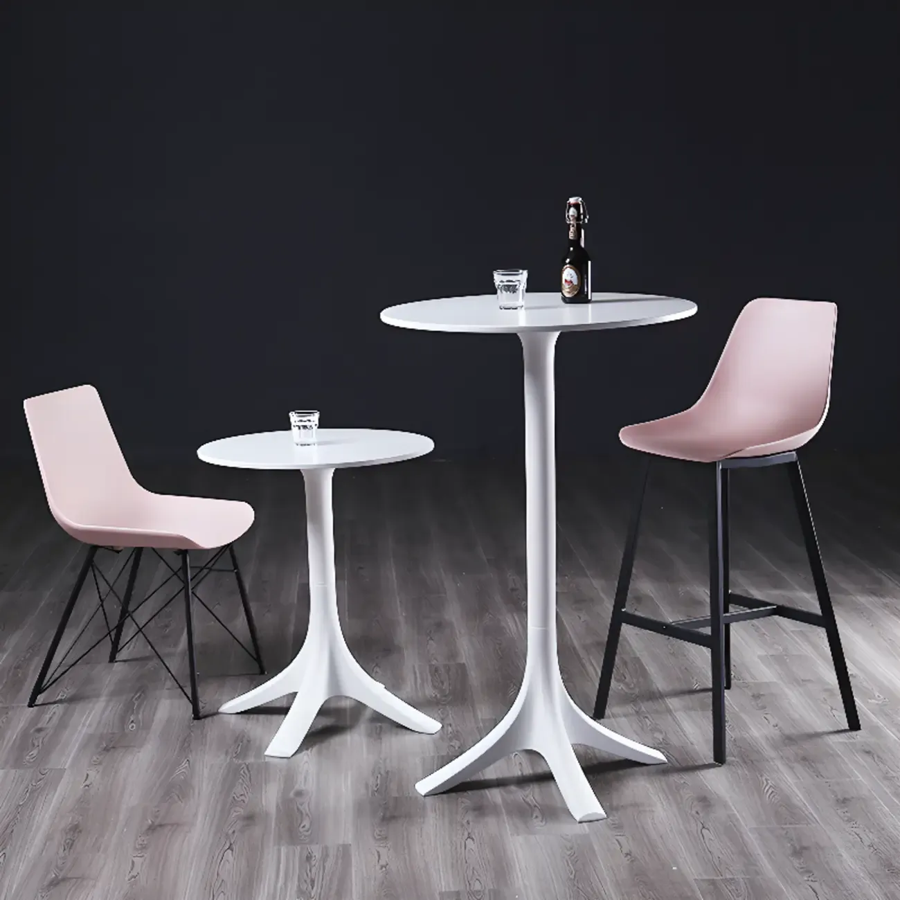 Fashion Synthetic Round White Fixed Top Bar Tables