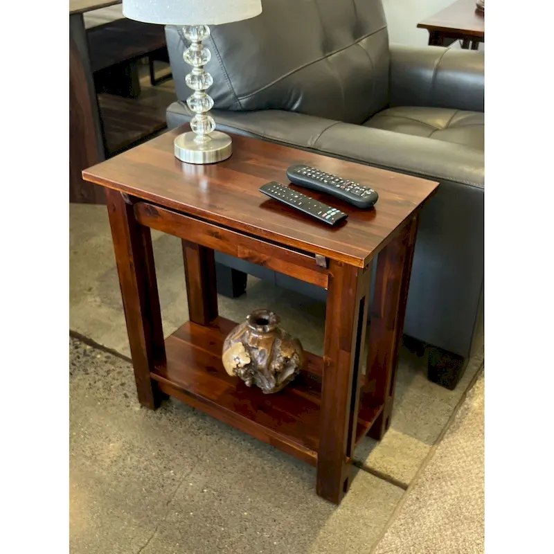 Acacia Wood Architectural Recliner Table with Shelf