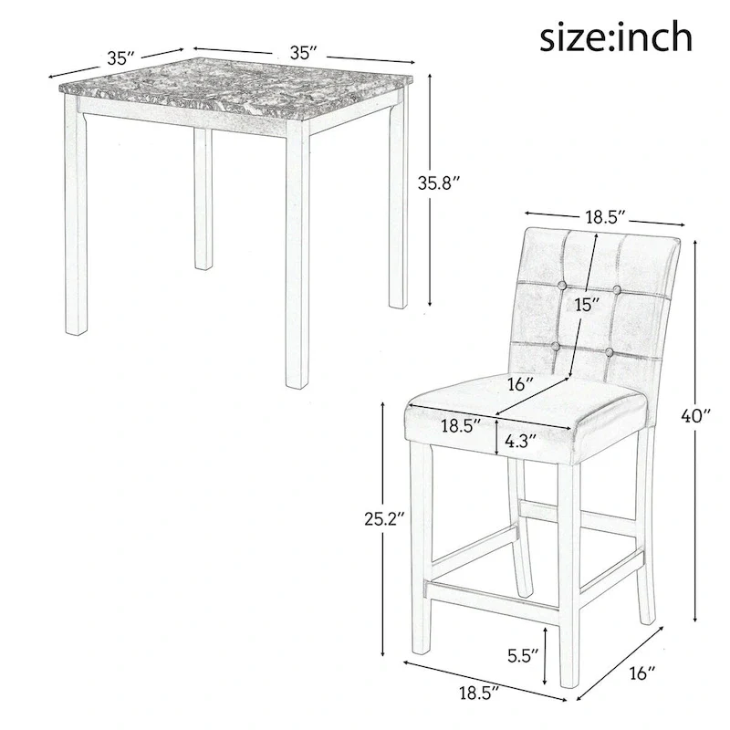 5-Piece Kitchen Table Set