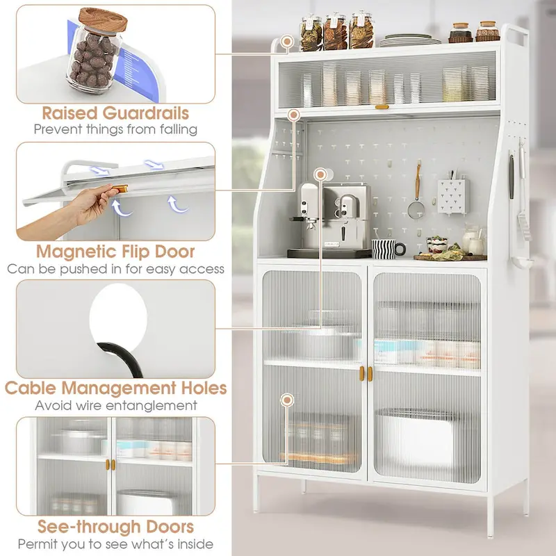 Costway 5-tier Metal Kitchen Bakers Rack with Pegboard 8 Hooks - See Details