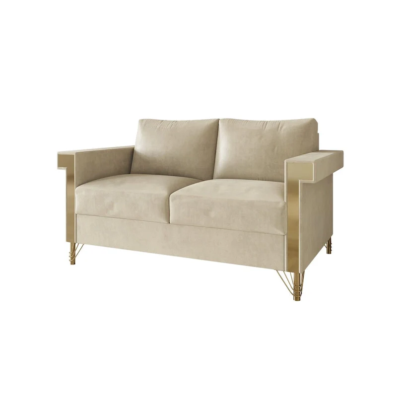 Glam Velvet Upholstered 2-Piece Living Room Set