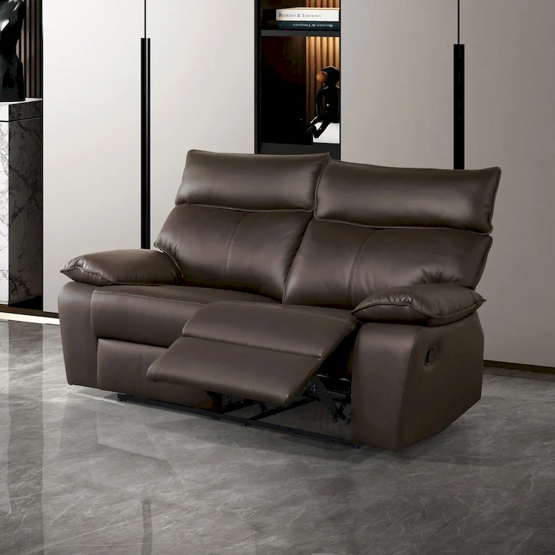 Furniture of America Yuleigh Modern 2-Piece Leather Match Reclining Sofa Set with FSC Certified Wood Frame