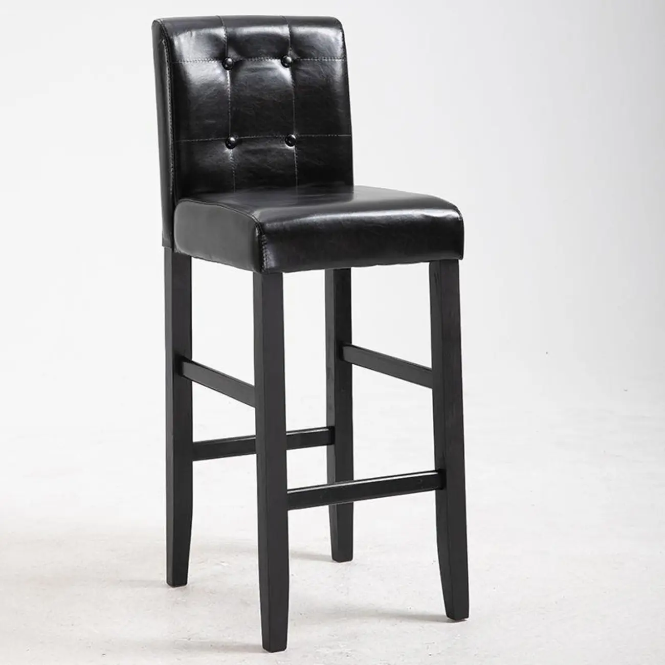 Traditional Wood Leather Upholstered Bar Height Stool