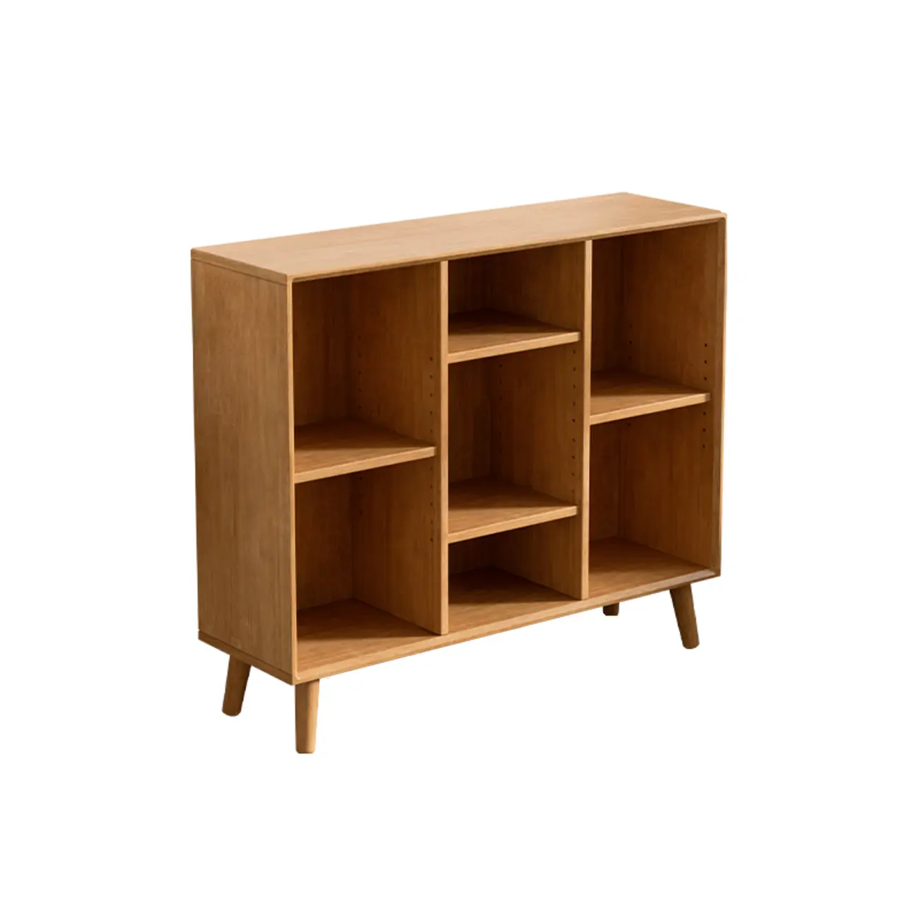 Modern Black Rubberwood Open Rectangle Bookcase