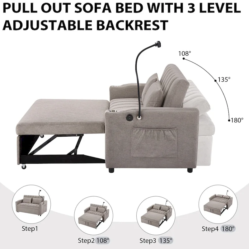 Convertible Loveseat Sofa, Pull Out Sofa Bed