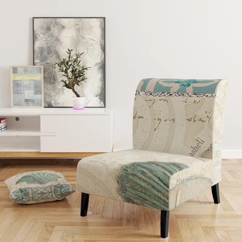 Seastar and Blue Sea Shell II Upholstered Accent Chair