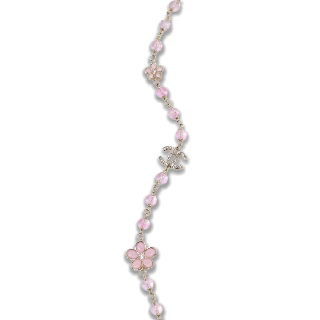 CCL114 Chanel Long Pink pearl chain sweater necklace - ccjewelryacc