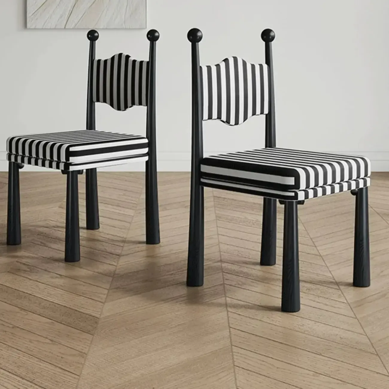 Upholstered Black Armless Striped Dining Chair