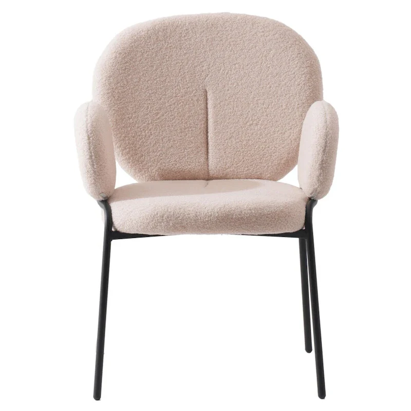 Celestial Boucle Upholstered Iron Dining Chairs Set of 2 by LeisureMod