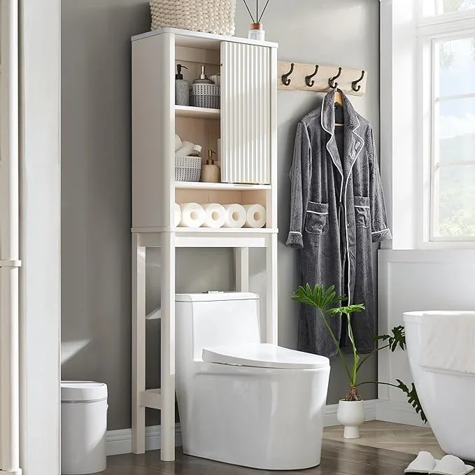 68 Tall Modern Over The Toilet Storage Cabinet, Tall Wood Space Saver - N/A