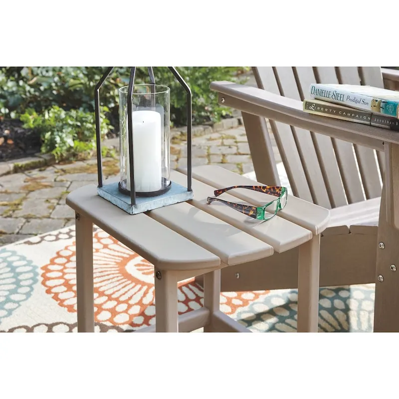 Signature Design by Ashley Sundown Treasure Outdoor Rectangular Poly All Weather End Table - Grayish Brown