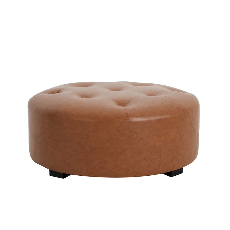 Christopher Knight Home PU Leather Button Tufted Round Ottoman