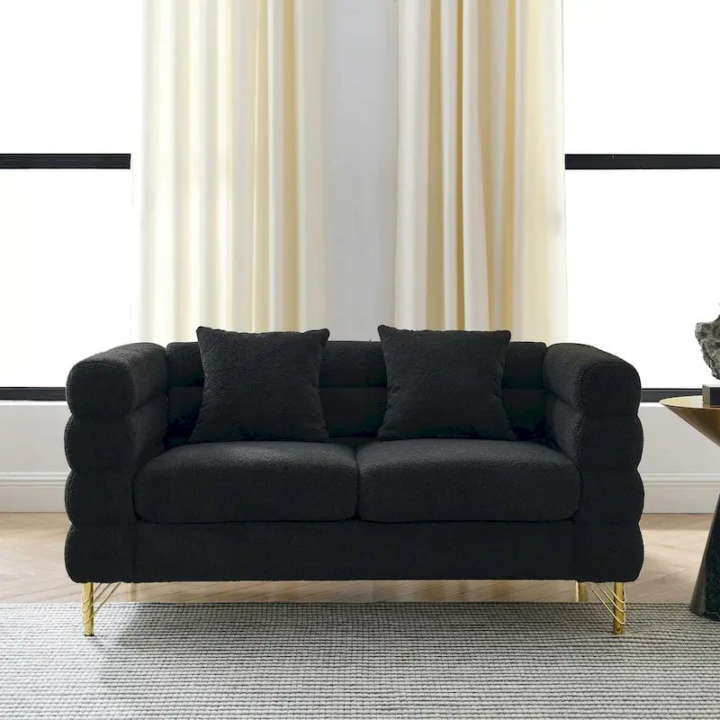 2-Seater Loveseat Sofa with 2 Throw Pillows