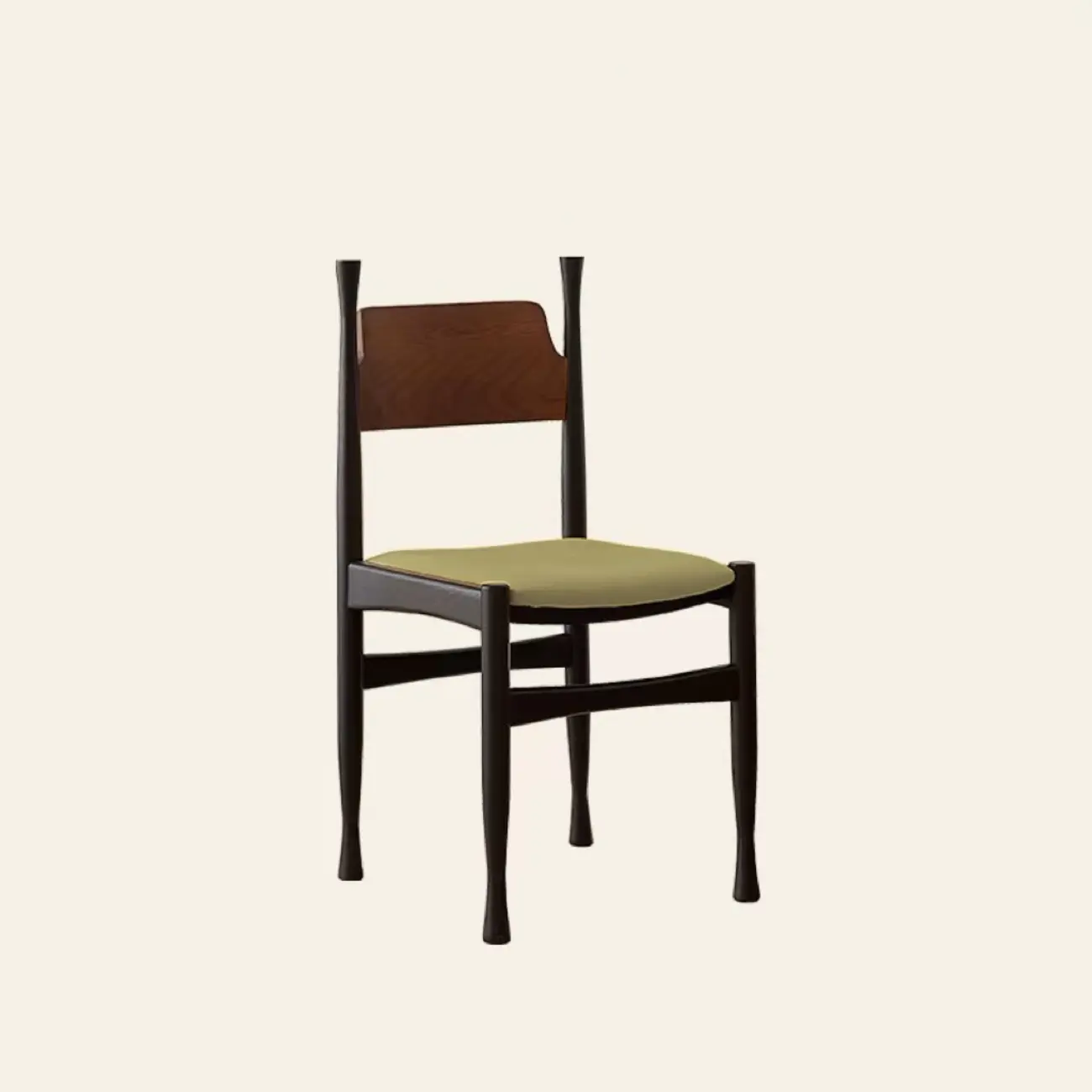 Minimalist Vintage Wood Frame and Upholstered Dining Chair