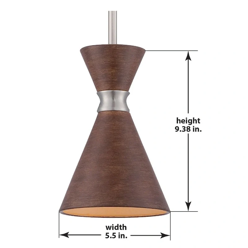 George Kovacs Conic Distressed Koa 1 Light Mini Pendant