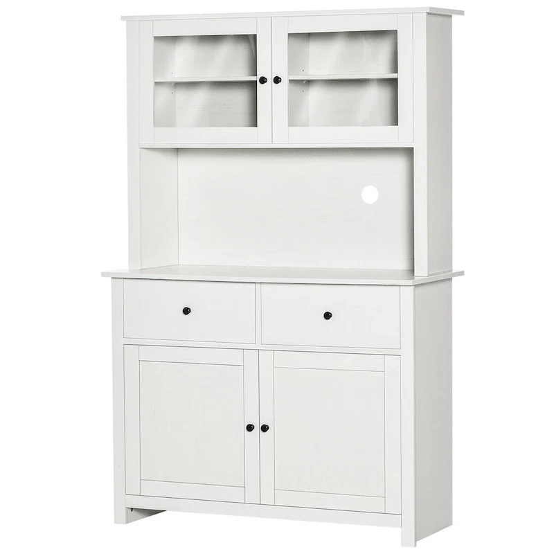 63.5 Kitchen Buffet w/ Hutch, 4 Shelves, Drawers, Framed Glass Doors