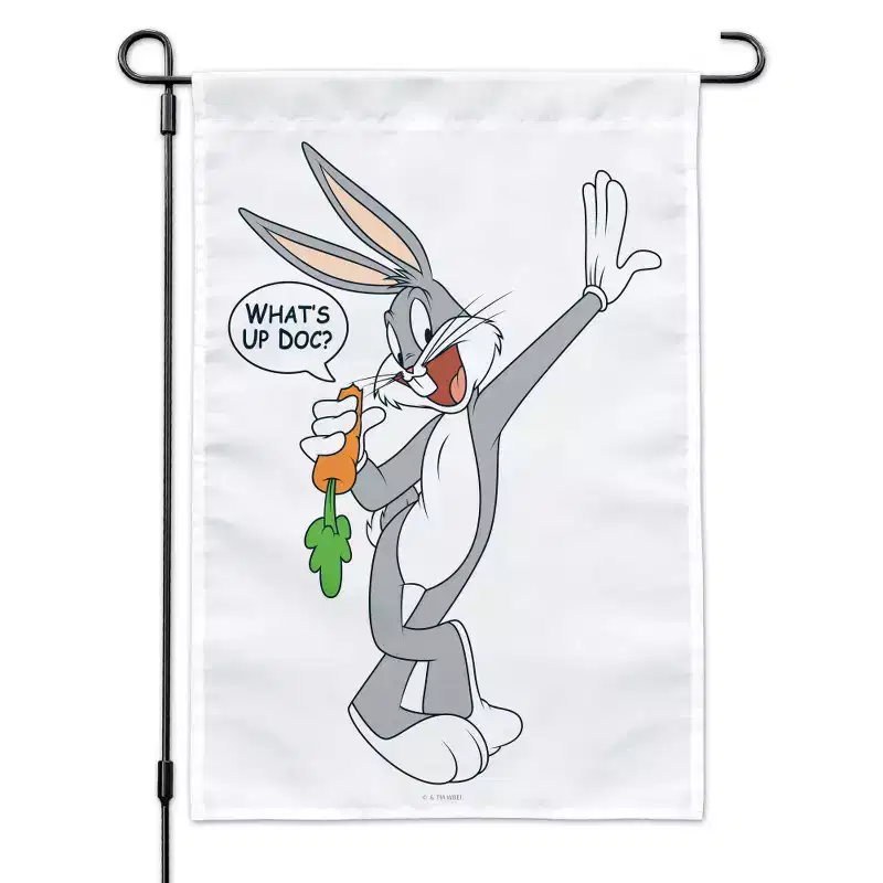 Looney Tunes Bugs Bunny What's Up Doc Garden Yard Flag with Pole Stand Holder