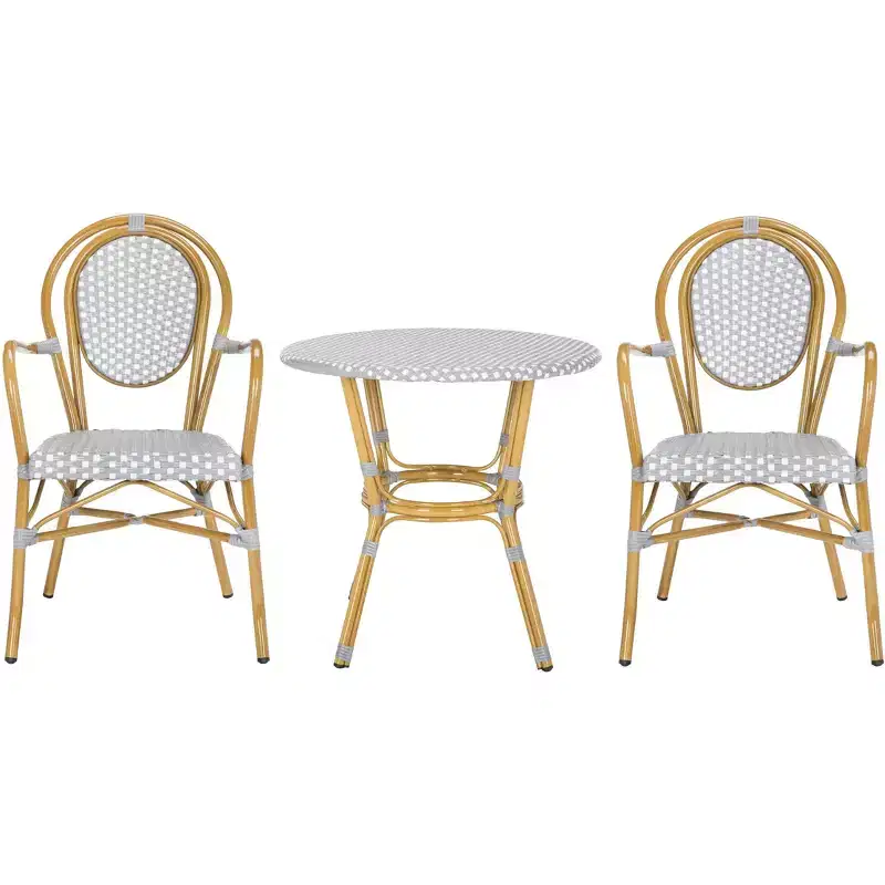 Rosen 3 Piece Bistro Set - Indoor/Outdoor - PAT9502 - Grey/White - Safavieh