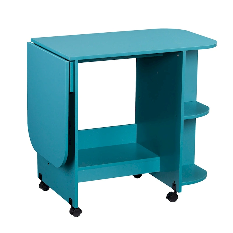 SEI Furniture Eastwick Expandable Rolling Sewing Table/Craft Station - Turquoise