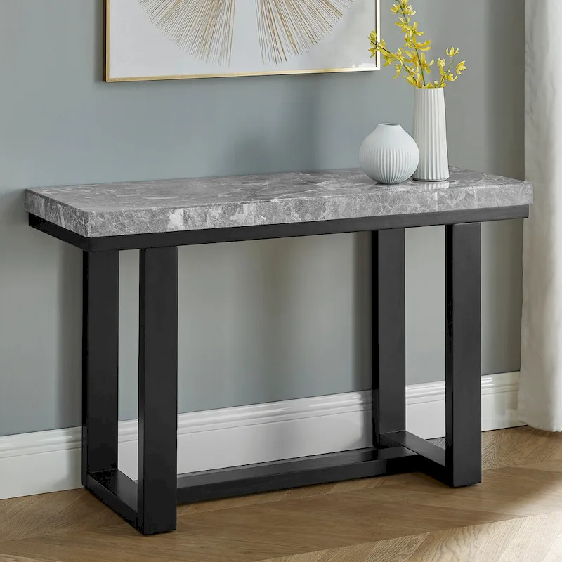 Steve Silver Ludlow Gray Marble Console Table