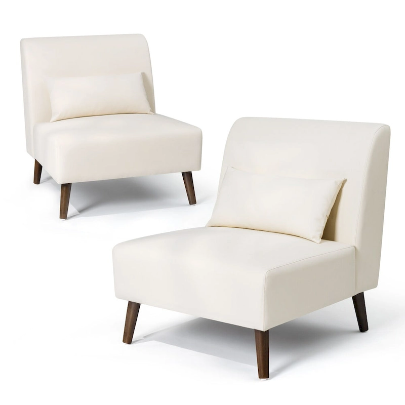 Accent Chair Upholstered Sofa Chair PU Faux Leather Wood Frame with Pillow - 28.74 W x 30.71 D x 31.50 H