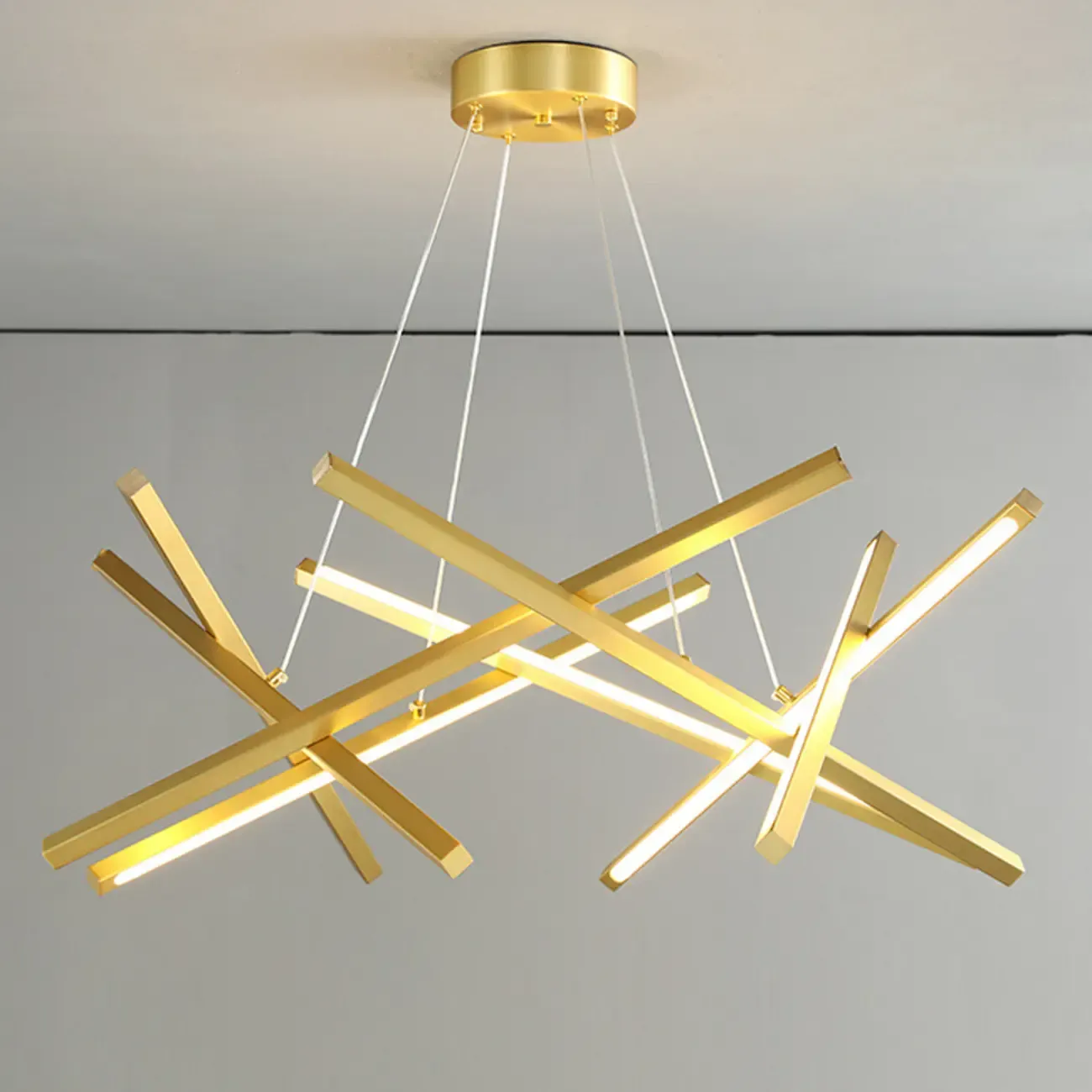 Modern Linear LED Chandelier with Geometric Metal Design