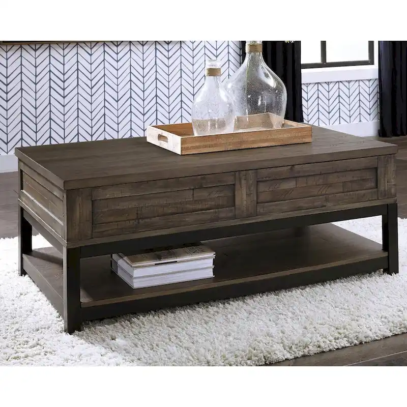 Johurst Grayish Brown Casual Rectangular Lift Top Cocktail Table