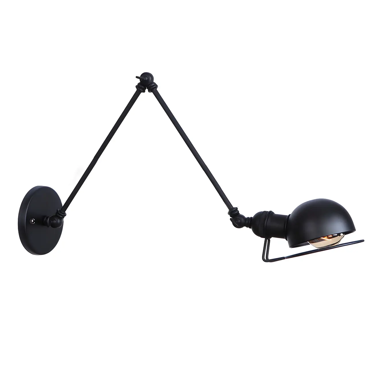 Industrial Black Adjustable Swing Arm Wall Sconce