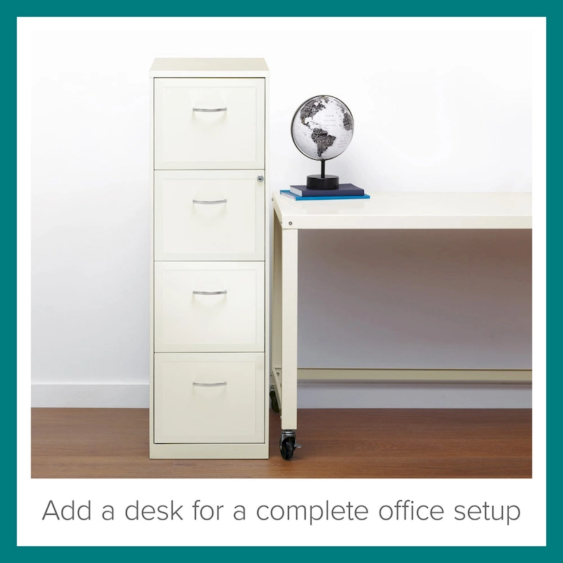 Space Solutions Pearl White 4 Drawer Metal Vertical File Cabinet