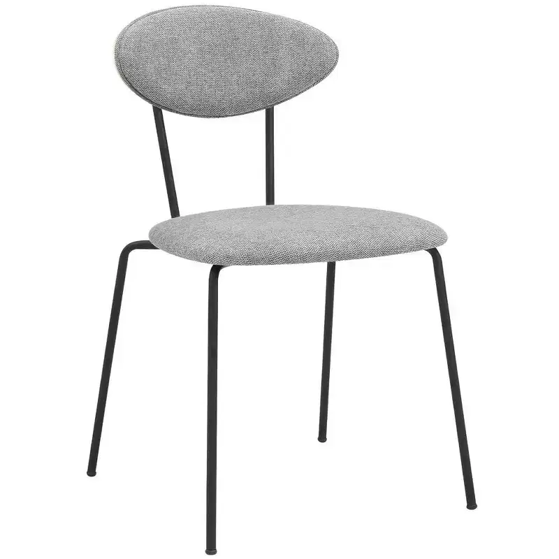 Armen Living,Neo Modern Gray Fabric and Black Metal Dining Room Chairs - Set of 2