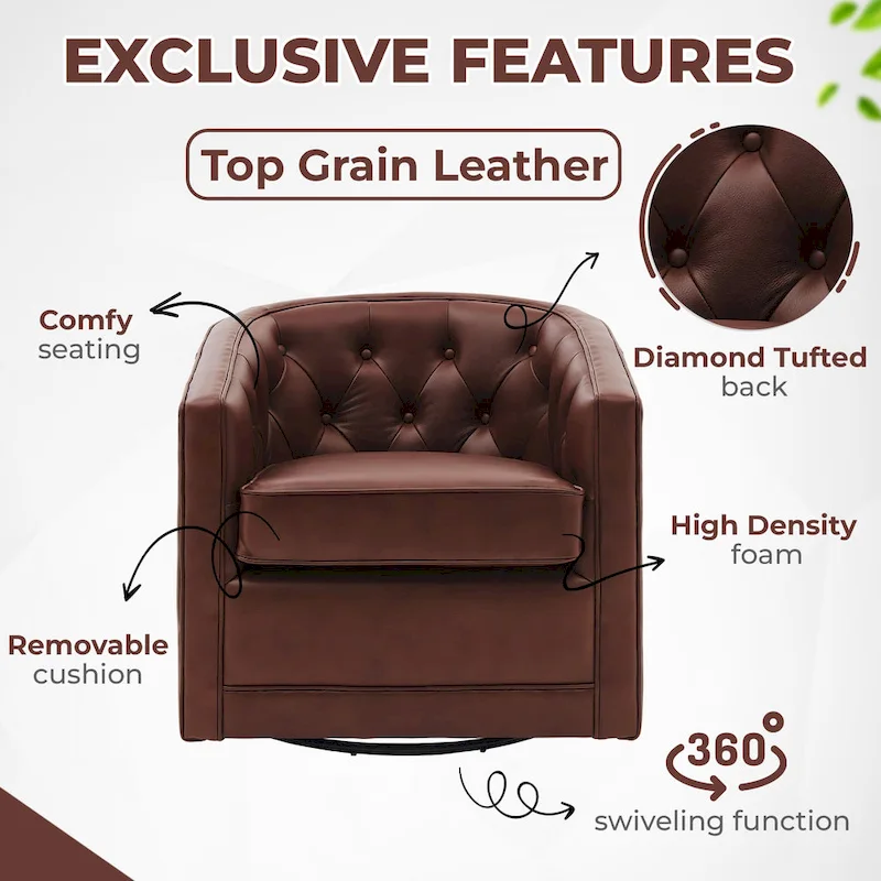 Walsh Top Grain Leather Swivel Chair
