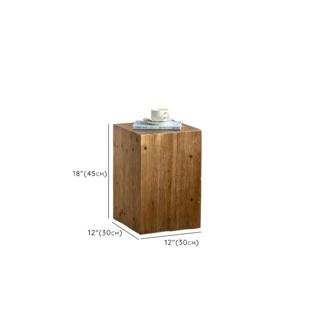 Natural Finish Square Rustic Wood End Table