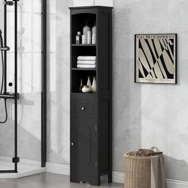 Freestanding Bathroom Storage Cabinet with Drawer, Adjustable Shelf