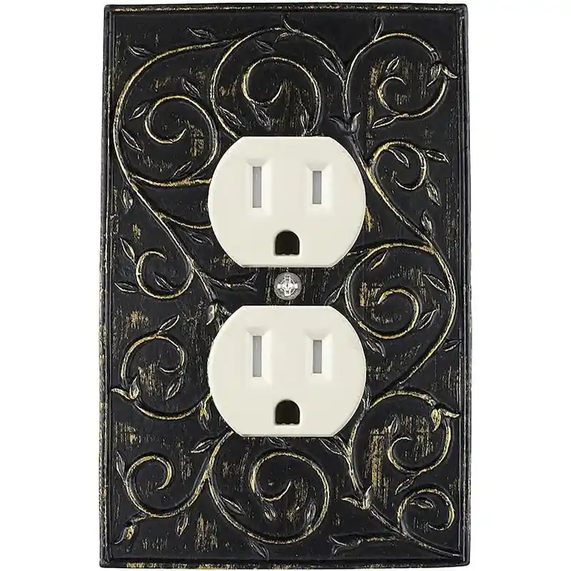 Meriville French Scroll Electrical Outlet Wall Plate Cover, Hand Painted