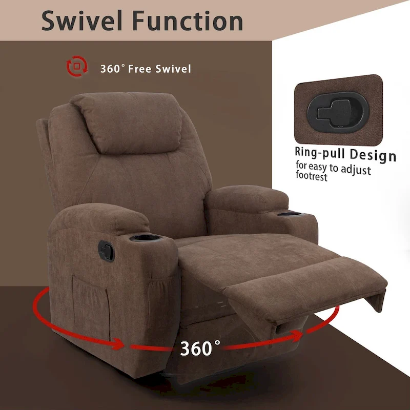 Homall Massage Recliner Chair Swivel Fabric Living Room Sofa