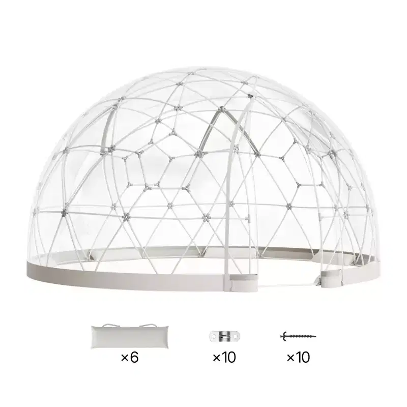 VEVOR Garden Dome Tent, 9.5 x 5.7 ft Outdoor Clear Bubble Tent for 2-4 Person, Weatherproof Geodesic Dome Greenhouse with Window, Transparent