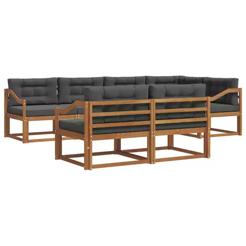 vidaXL Outdoor Sofa Set with Cushion 7 pcs Natural and Anthracite