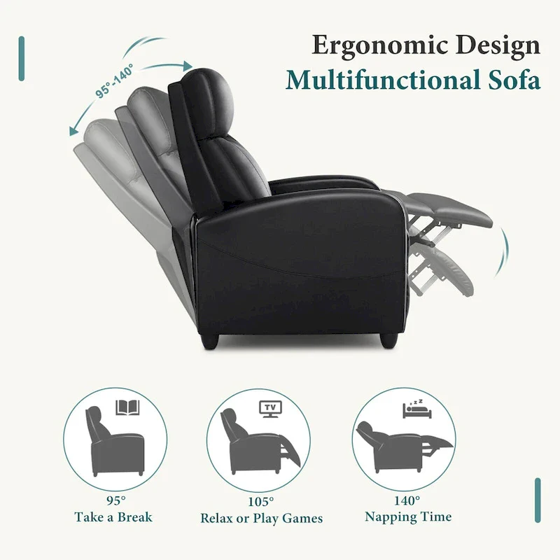 Massage Recliner Push Back Reclining Chair Home Theater Recliner Armchair