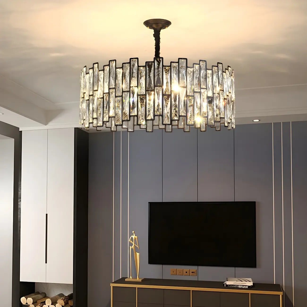 Contemporary Oval Crystal Kitchen Pendant Light