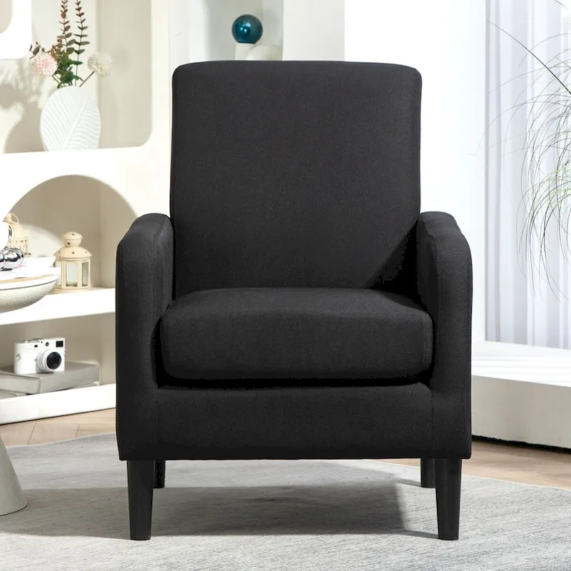 Fabric Armchair with Solid Wood Frame – Ocean Blue / Red / Camel / Yellow / Grey / Black / Green, Seats 1