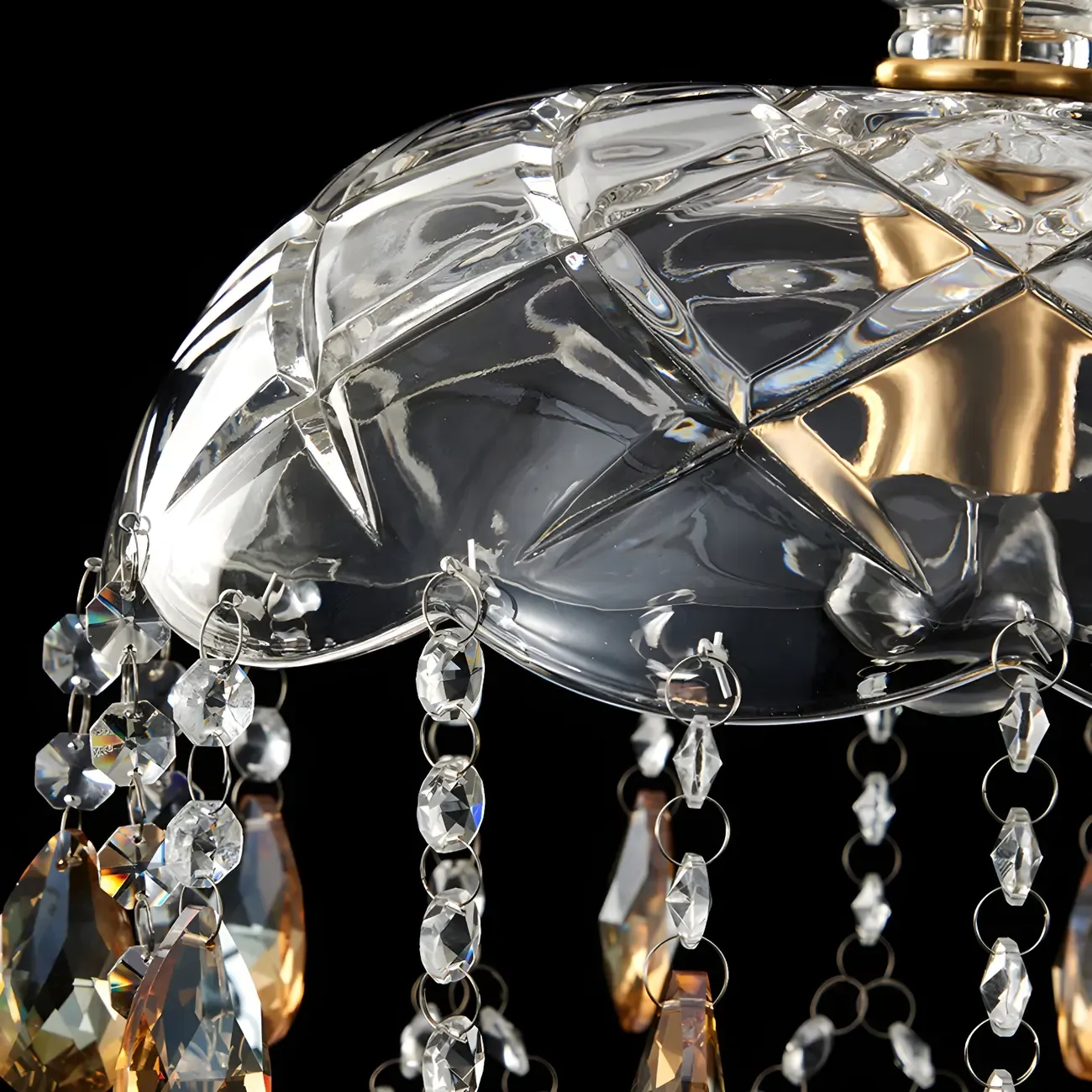 Luxury Dome Clear Crystal Pendant Light Adjustable Height