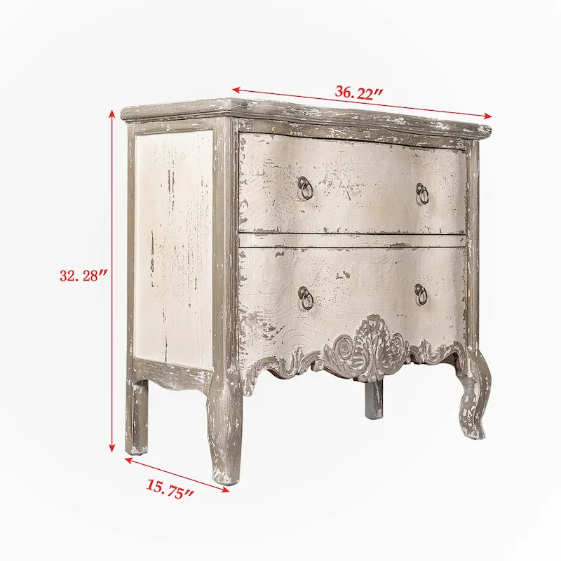 Distressed Brown Two-Drawer Wood Storage Cabinet